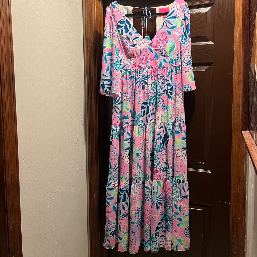 Lilly Pulitzer Rease Maxi Dress Chica Ticas Lilac Rose